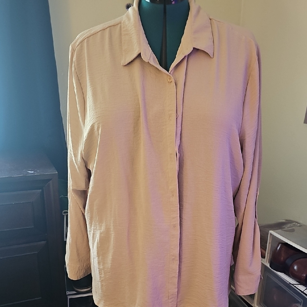 Pink Oversized Long Sleeve Button Down Shirt